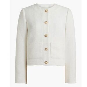 NWT J.Crew Tweed Lady Jacket - white w Pearl buttons